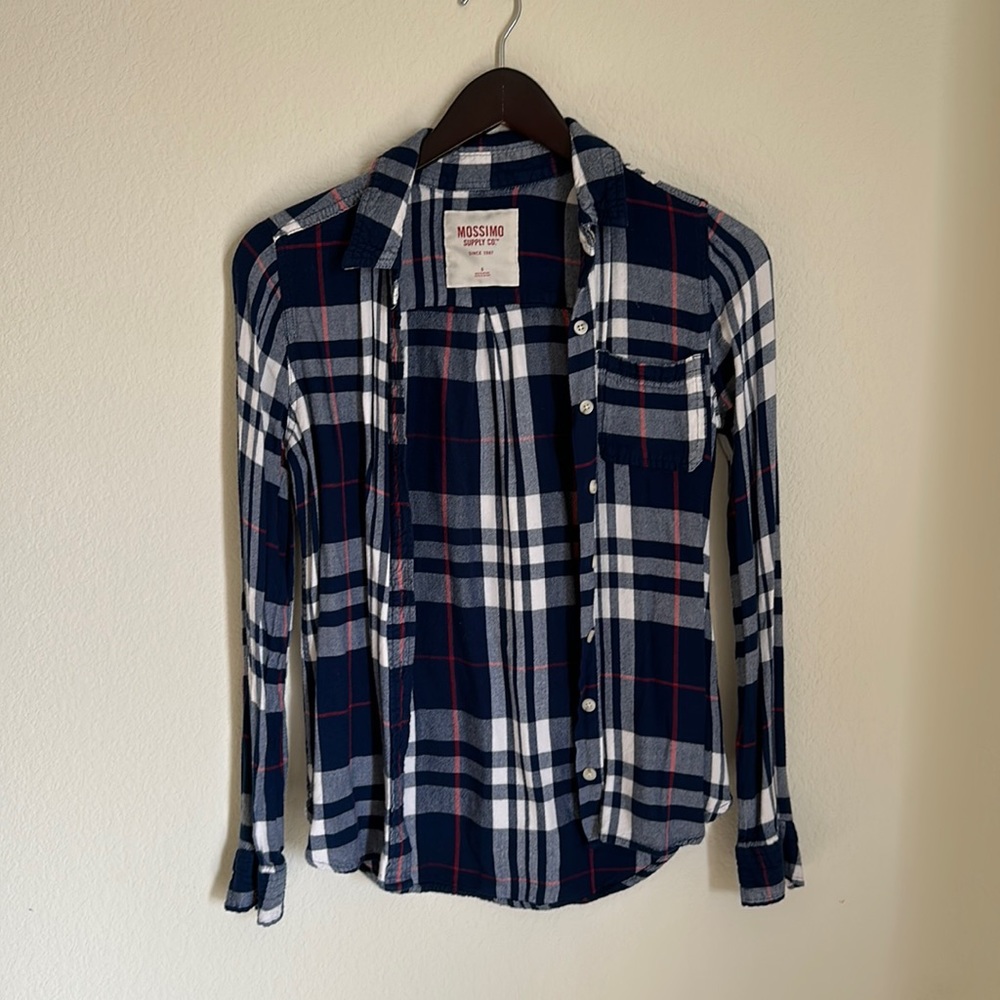 Mossimo- Red, White, Navy Flannel